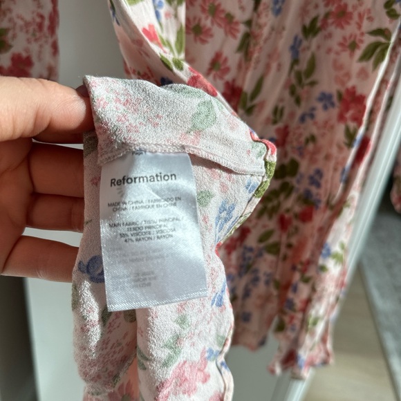 Reformation Pink Floral Square-Neck Mini Dress - Picture 7 of 11